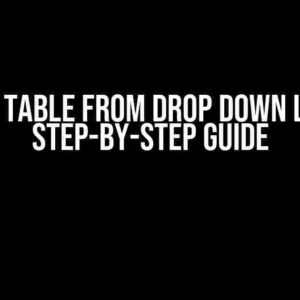 Show Table From Drop Down List: A Step-by-Step Guide