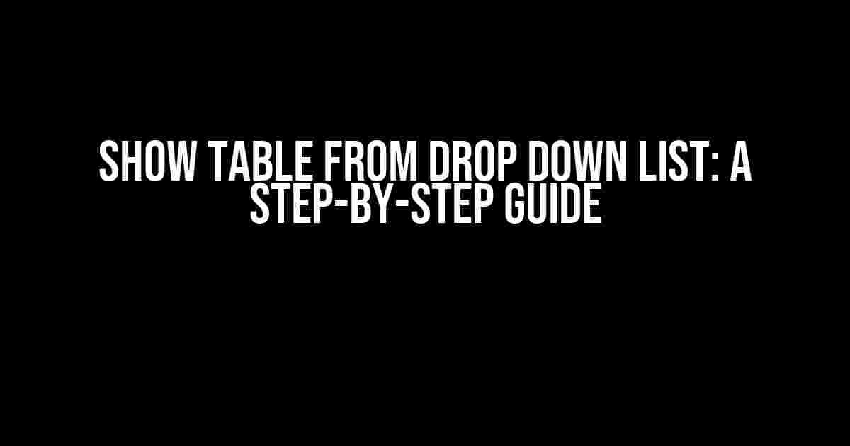 Show Table From Drop Down List: A Step-by-Step Guide